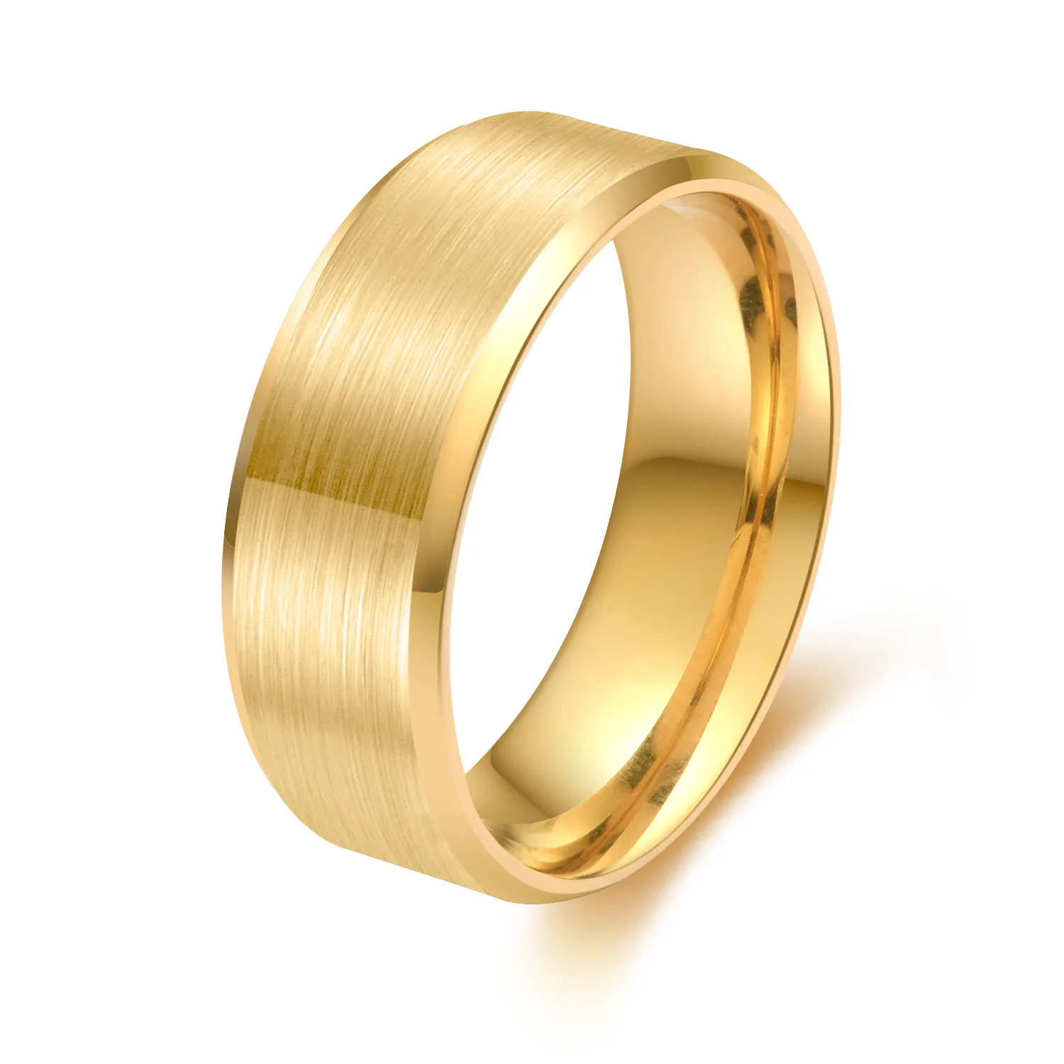 Gold Прямая поставка индивидуальное имя DIY логотипы 8 мм черные/серебряные/Золотые синие титановые кольца персонализированные ювелирные изделия Свадебные кольца для мужчин - Цвет основного камня: Gold