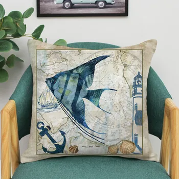 

Sea Turtle Horse Octopus Marine Animals Printing Square Sofa Cushion Cover Nap Decorative Throw Pillow Case Home Decor Supplies