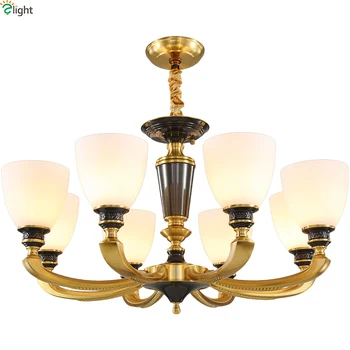 

Europe Lustre Copper Led Chandeliers Lamparas Glass Dining Room Led Chandelier Lighting Luminarias Led Hanging Lights Fixtures
