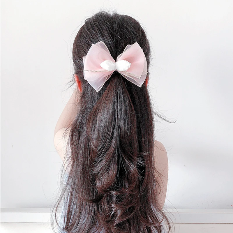 

M MISM 4.72" Big Bowknot Mesh for Girls Kids Children Baby Cute Sweet Pink Hair Clips Barrettes Hairpins Hair Accessories Party