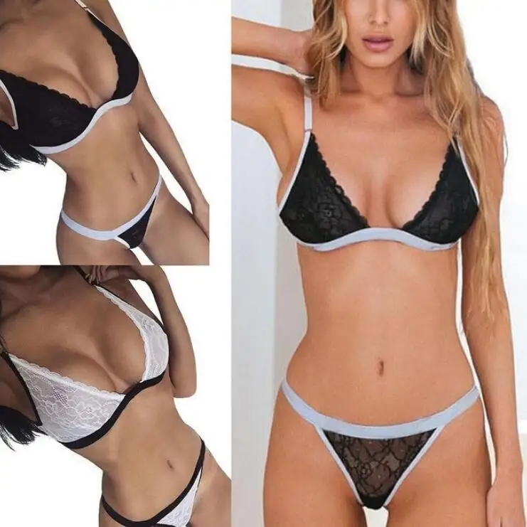 Стринги Babydoll Ночное белье комплект с бюстгальтером модный сексуальный кружевной бюстгальтер с низкой талией женское нижнее белье с бретельками ночное белье нижнее белье