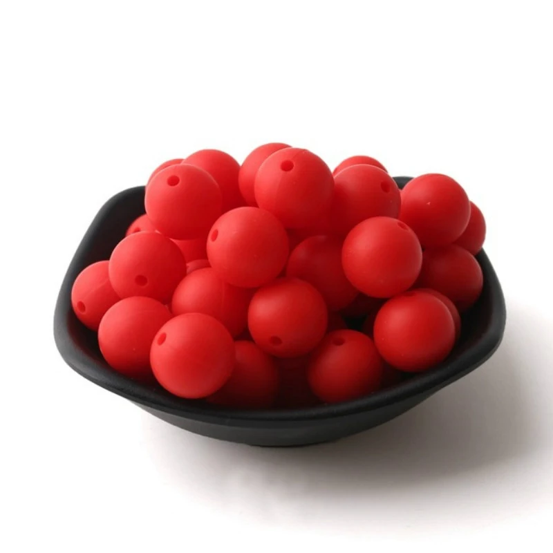 red 9 мм, 50 шт., силиконовые бусины, детский прорезыватель, круглый жемчуг, сделай сам, жевательный, красочный, Прорезыватель зубов, BPA бесплатно, ювелирное изделие, детская игрушка, цепочка для соски - Цвет: red