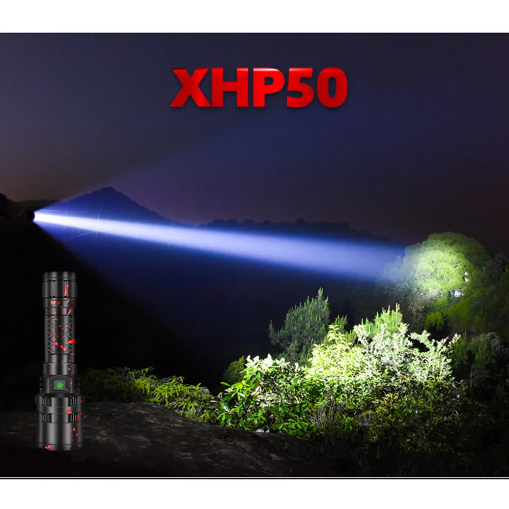 80000LM XHP50.2 XHP50 светодиодный фонарик USB Перезаряжаемый охотничий водонепроницаемый фонарь мощный аккумулятор 26650