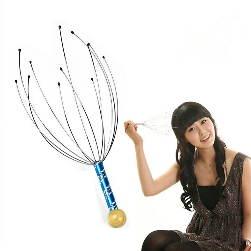 1Pcs Head Claw Massager Hair Neck Body Relax Massage Octopus Head Scalp Stress Relief SPA Physician Steel Ball Massager Tools