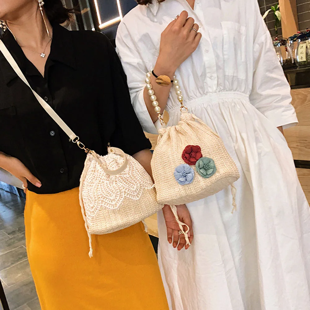 Модная женская сумка, Женская тканая соломенная сумка, Пляжная летняя сумка через плечо, сумка-тоут