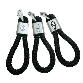 

Metal+Leather Car Keychain Key Chain Car Interior For BMW Audi Benz Porsche Honda toyota Renault Benz kia lada Volkswagen Ford