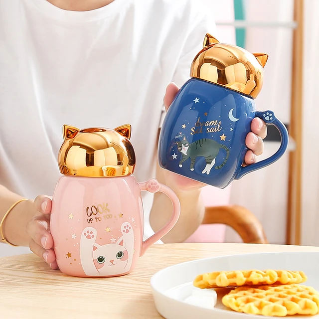 Coffee Warmer with Mug, Smart Coffee Mug Warmer with Cute Cat Pattern, Mug  Tea Cup Set for Home Office Desk Use Pink 