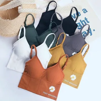 

Free shipping, ladies camisole with U-shaped beautiful back daisy inside and outer underwear without steel ring tube top