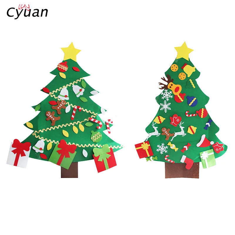 Detachable Felt Christmas Tree Kids Christmas Tree Decoration Ornaments New Year Xmas Christmas Gift Kids Christmas Party