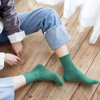 

1 Pairs Women Socks Cotton Fashion Candy Color Casual Korean Style Women Cute Socks Set Autumn Winter Girls Socks Cotton