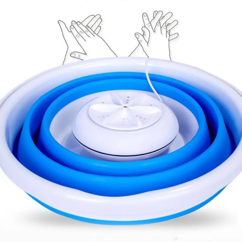 

Foldable Mini Washing Machine Rotating Ultrasonic Turbines Washer USB Charging Laundry Clothes Cleaner for Home Travel