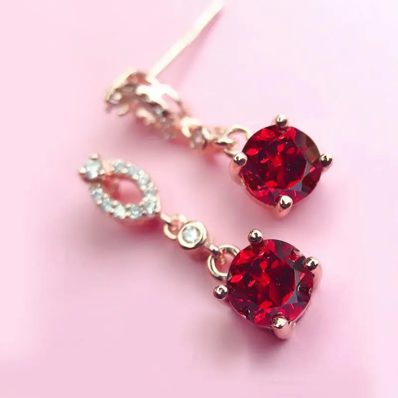 

Новые оригинальные серьги из рубинового розового золота в стиле ретро Роскошные блестящие благородные очаровательные женские брендовые серебряные ювелирные изделия