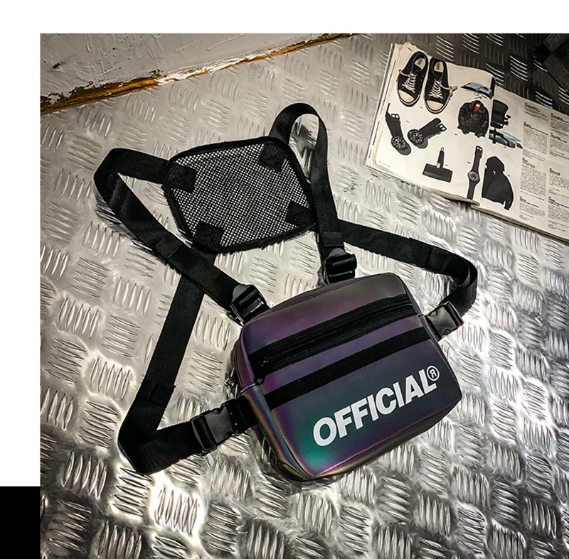 Новая мужская нагрудная сумка, поясная сумка, модная Светоотражающая нагрудная сумка, функциональная тактическая нагрудная сумка, уличная сумка в стиле хип-хоп, поясная сумка