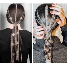 Find Me, Ретро стиль, полый цветок, цепочка для волос,, новая мода, украшения для волос, геометрические, простые, длинные, с кисточками, цепи для женщин, головные уборы