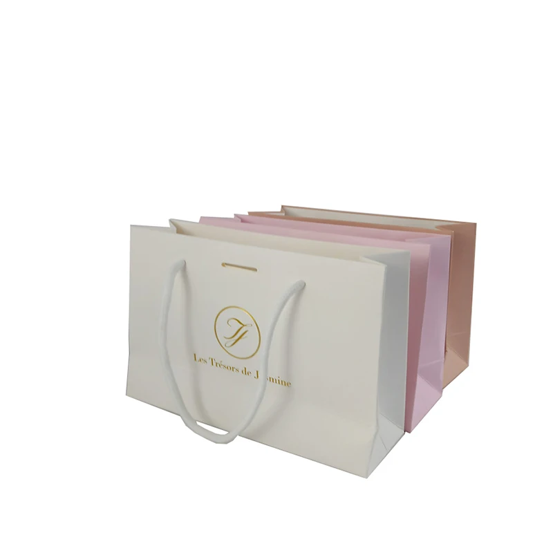 

Wholesale 1000Pcs/Lot Custom Gold Foiled Logo Printed Gift Packing Paper Bag with Handles Bowknot Boutique Shopping Retail