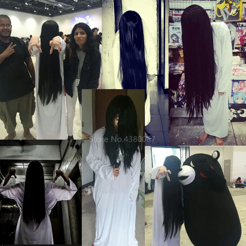 Adult Halloween Women Cosplay Costume Scary Horror Ghost Yamamura Sadako Ault Carnival Party Zombie Witch Wig Dress Cross Set