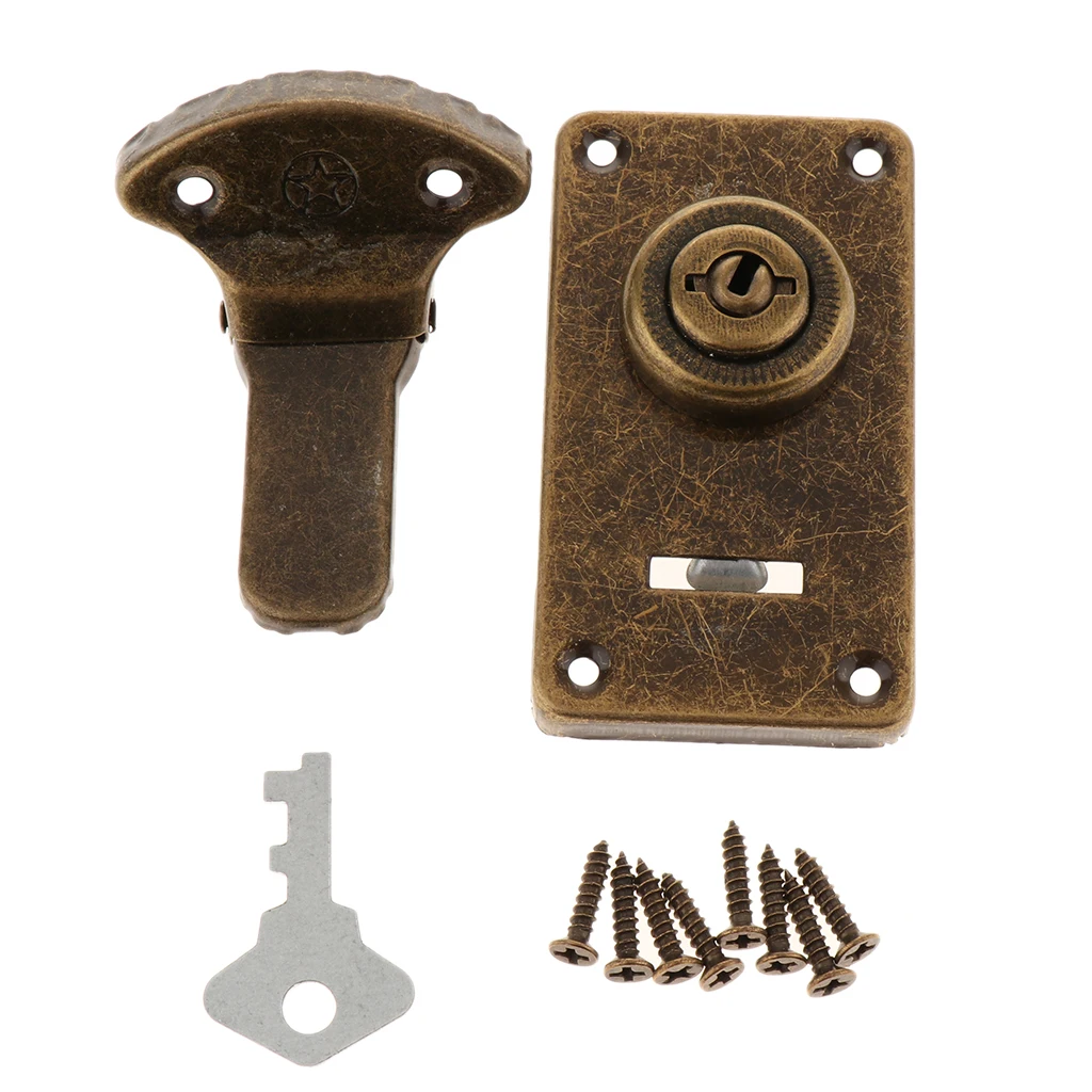 Small Door Lock Buckle Home Cabinet Closet Drawer Trunk Box Latch Bolt Locker with Key, Keyed Locker Lockset