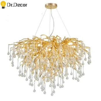 

Modern Crystal LED Chandelier Gold Loft Lighting Lamp Living Room Bedroom Decor Chandeliers Kitchen Island Indoor Light Fixtures