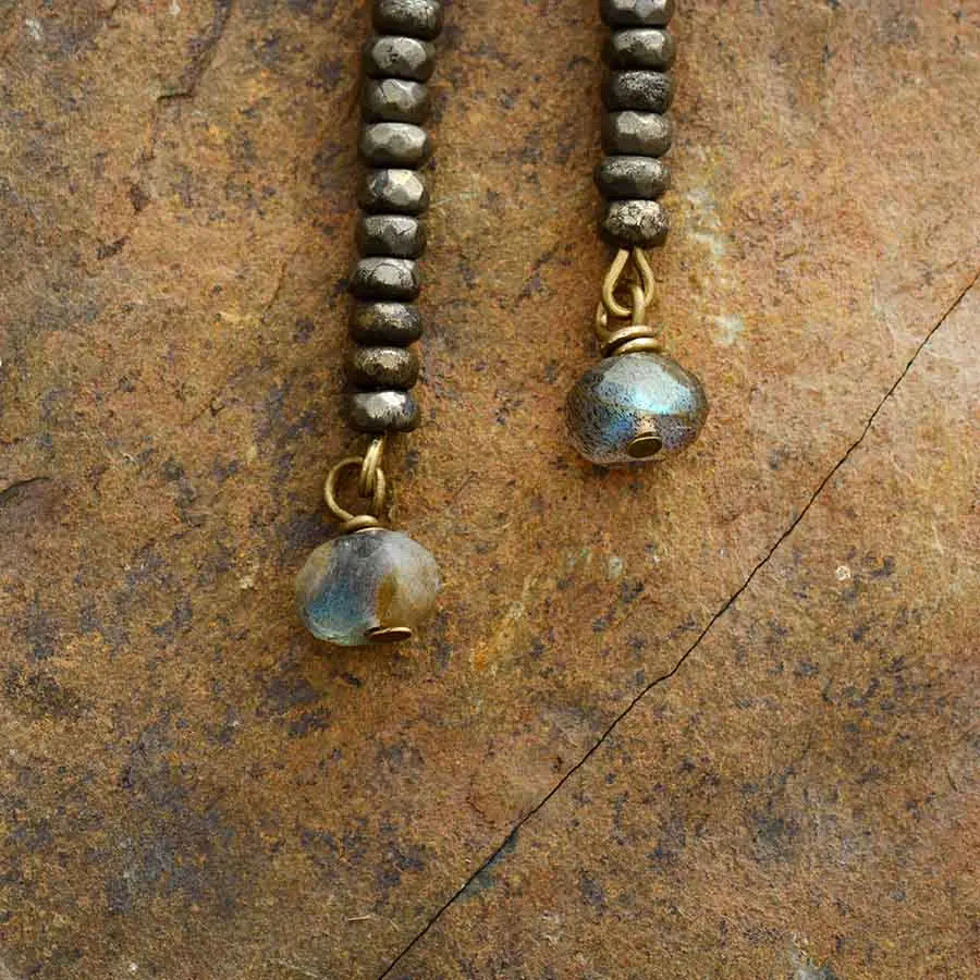 Unique Women Earrings Faceted Pyrite Labrodorite Dangle Earrings Ethnic Boho Jewelry Gifts Dropship