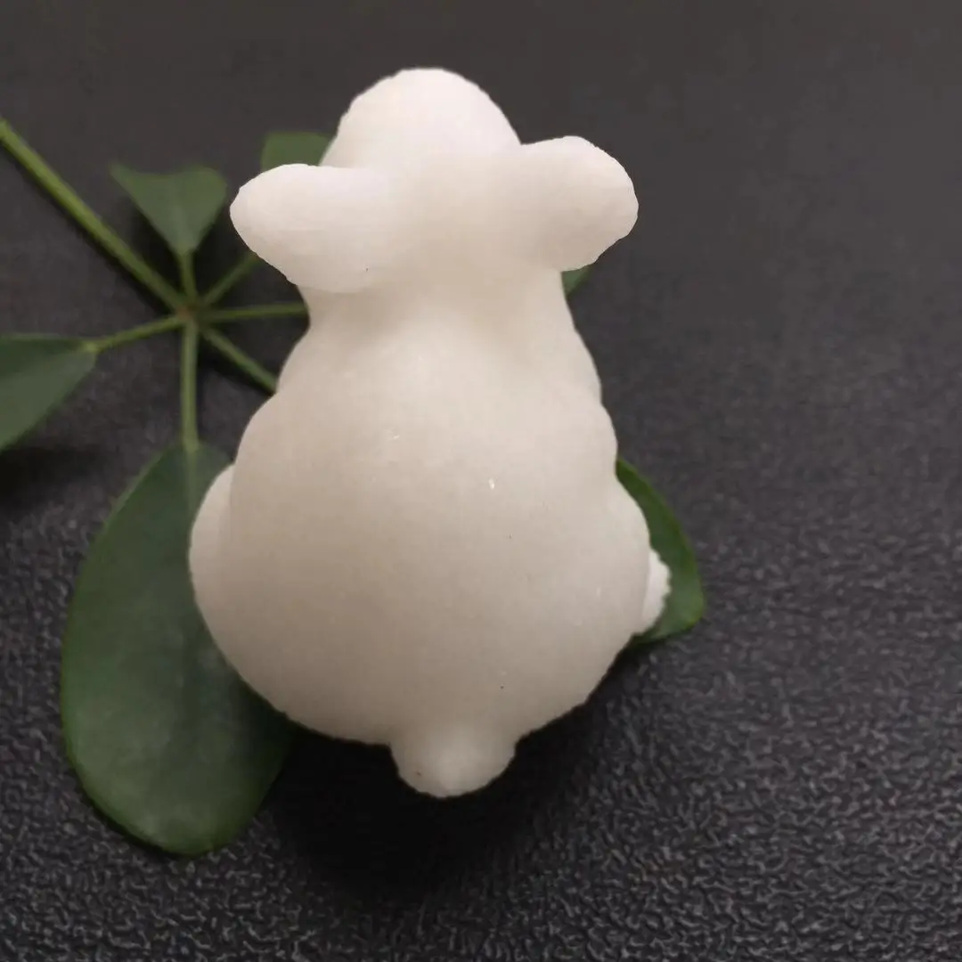 High Quality& Beautiful Natural Hand Carved Crystal White Rabbit For Present Or Collection ZY
