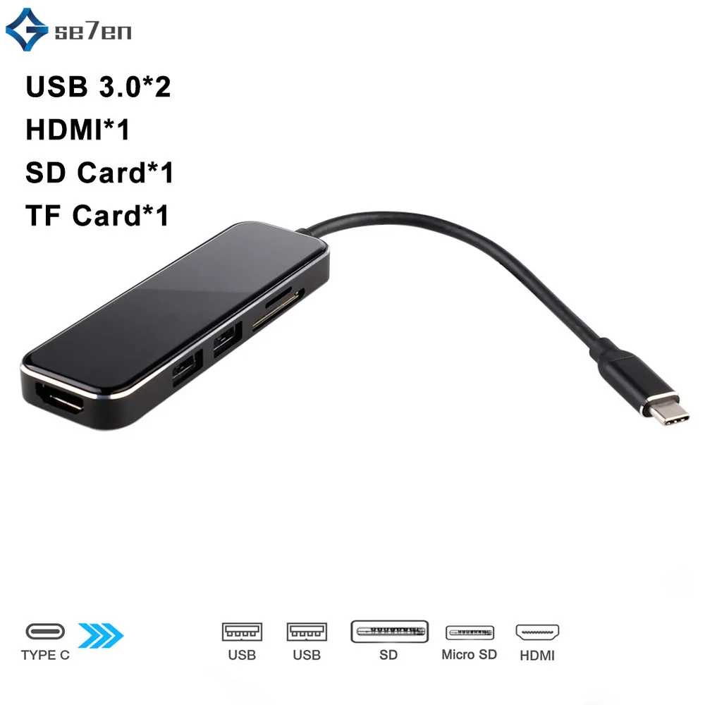 USB C HUB Type C to 4K HDMI Hub USB 3.0 Adapter PD Charging Port SD3.0 reader Rj45 Adapter for MacBook Pro Samsung Huawei P20