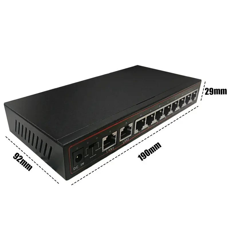Diewu 10 Порты и разъёмы Spoe Ethernet сетевой коммутатор gigabit 10/100 Мбит концентратор 8 Порты Poe выключатель инъектор для Ip Камера(штепсельная Вилка стандарта США