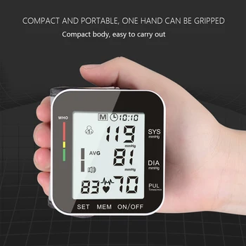 

Automatic Digital Wrist Cuff Blood Pressure Monitor Household Upper Arm BP Heartbeat Icon Rate Meter For Family