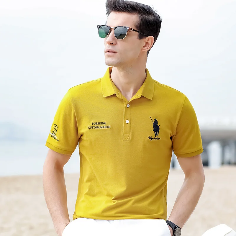 

Polo Shirt Men's short sleeve Lapel youth summer clothes slim trend men's mercerized cotton half sleeve top with collar