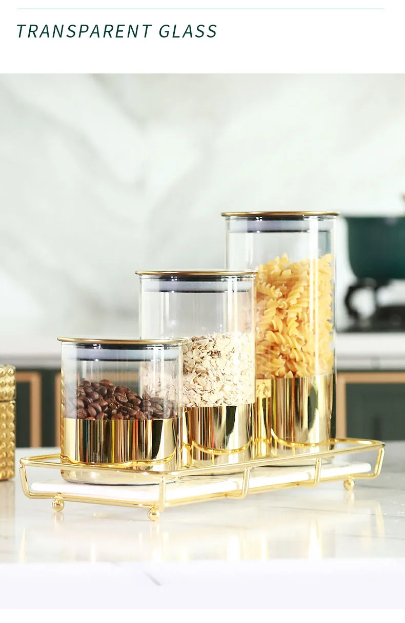 Pot en Verre Transparent Scellé avec Accent Doré