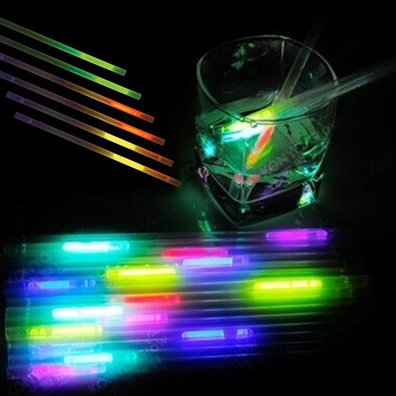 Аксессуары для бара светящиеся флуоресцентные соломинки напитков украшение