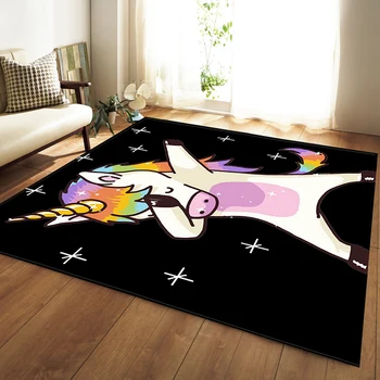 

3d unicorn carpet cartoon animal bedroom kids play mat soft flannel memory foam large area rugs living room carpet Home Decor