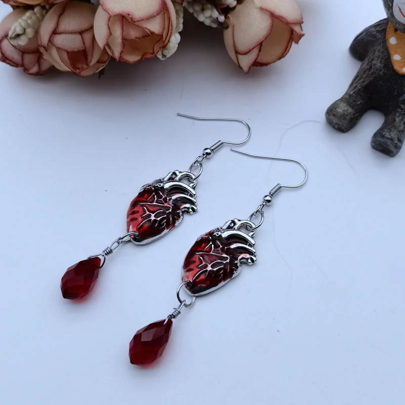 Bleeding Heart Earrings Crystal Stone Handmade Personalized Earrings drop earrings dangle earrings crystal earrings