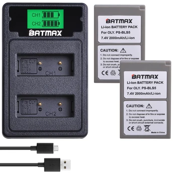 

2Pcs 2000mAh PS-BLS5 PS BLS5 BLS50 Battery + USB LCD Charger Type C for Olympus PEN E-PL2,E-PL5,E-PL6,E-PL7,E-PM2, OM-D E-M10