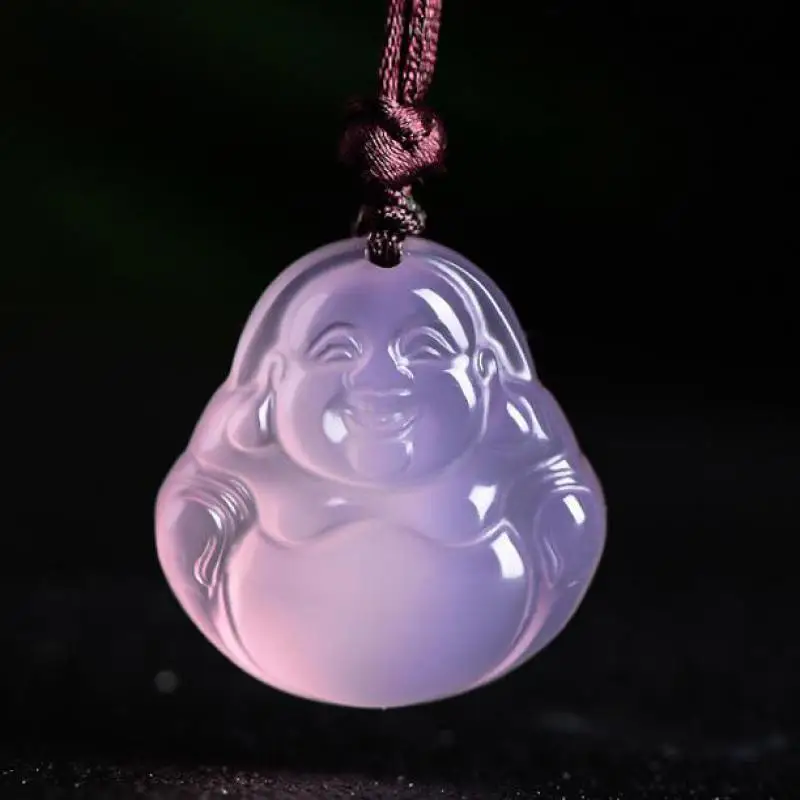 Natural Pink Jade Buddha Pendant Necklace Men Women Genuine Certified Jades Stone Amulet Gifts Chalcedony Fashion Charms Jewelry