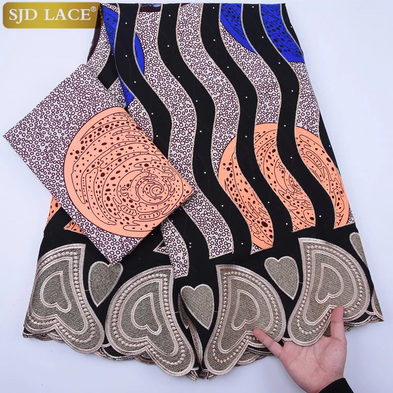 SJD кружево высокого качества африканская кружевная ткань с камнями восковая кружевная вышивка нигерийская кружевная ткань для свадебного шитья одежды A1810