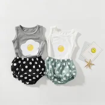 

2020 New Arrival Baby Girls 2pcs Set Vest+Dots PP Shorts Summer Kids Girls Suits 0-2 Years