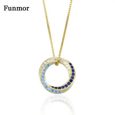 

Funmor Round Colorful Zircon 925 Sterling Silver Necklace For Women Lady Banquet Engagement Decoration Ornaments Birthday Gifts