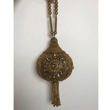 DOYUTIG Женская антикварная Золотая ручная работа, украшенная бисером, клатч, винтажная сумка через плечо с кристаллами и бисером, женские свадебные сумки, вечерняя сумка F696