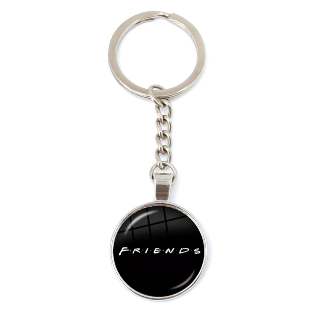 Friends TV Show Pendant Keychain Character Cartoon Fun Pattern 25mm Glass Cabochon Key Ring Keyholder Good Friend Gift