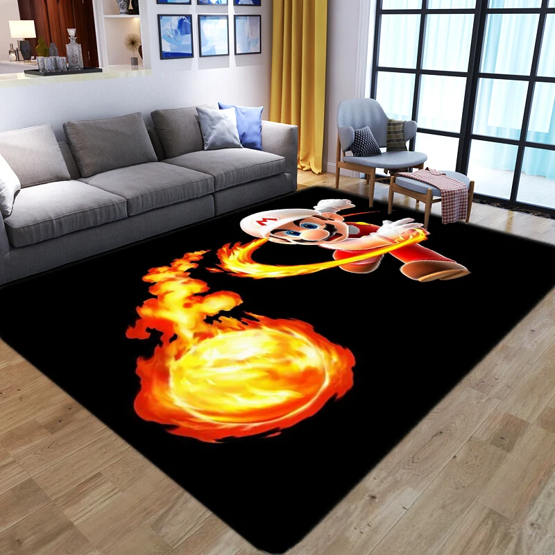 Alfombra con estampado 3D de Super Mario para sala de estar, Alfombra de Alfombra grande con dibujos animados de Super Mario para dormitorio, Área grande chico