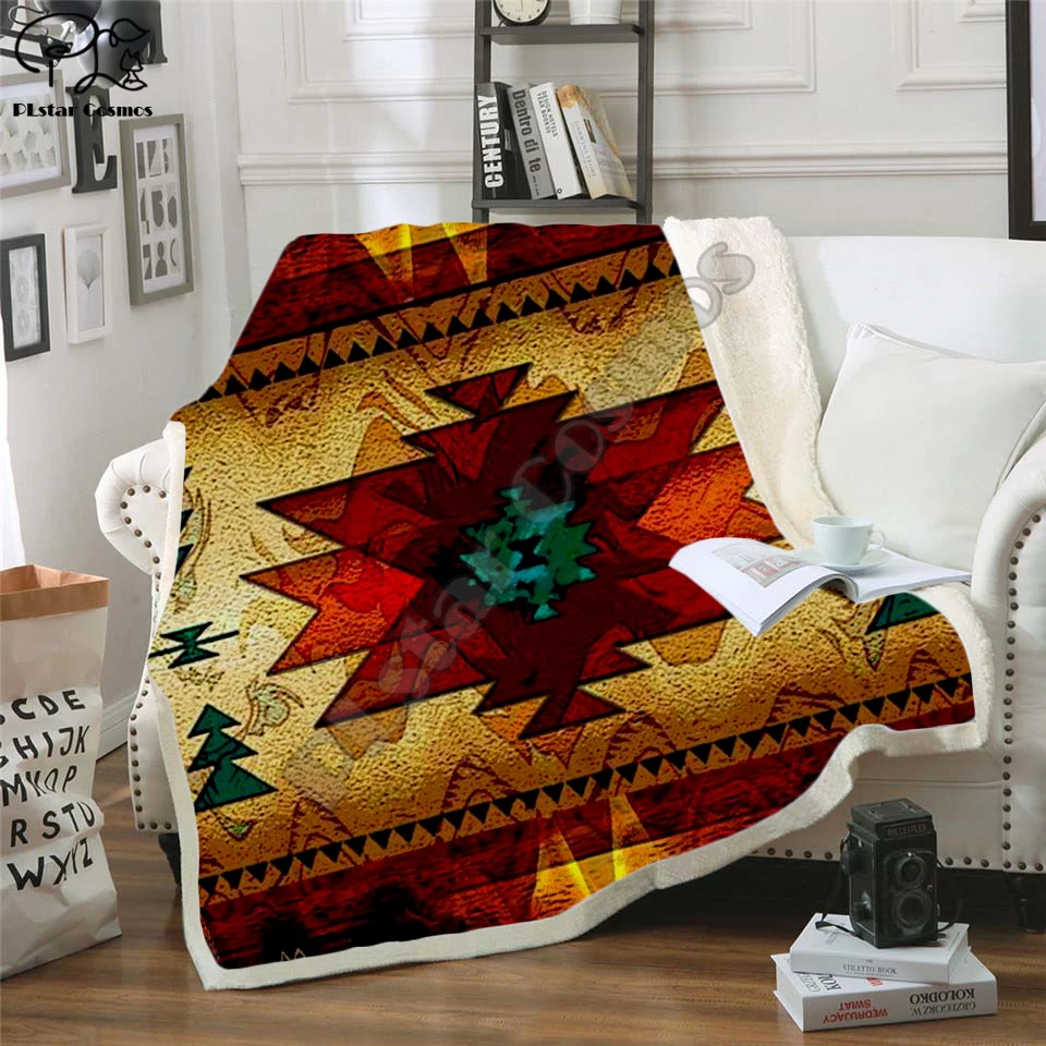

Black Native Indian Lakota Skull buffalo soldier Blanket 3D print Sherpa Blanket on Bed Home Textiles Dreamlike style-10