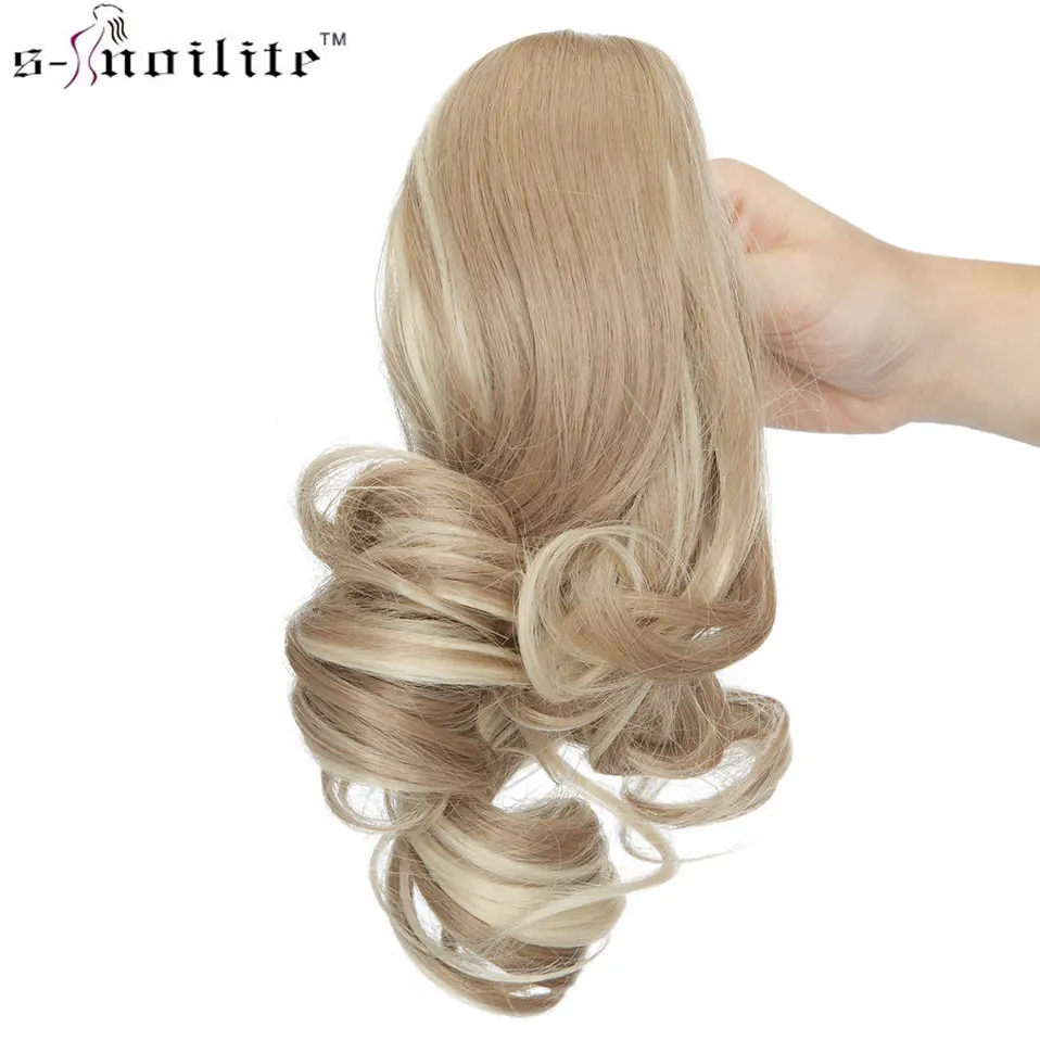 SNOILITE 12 дюймов коготь клип в хвостик волосы удлиняющие синтетические Короткие волнистый хвост волосы для волос стиль шиньон для женщин