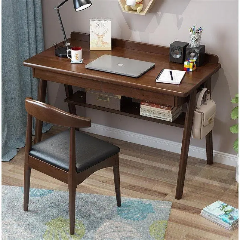 

All Wood Table Scandinavian Minimalist Computer Table Rubber Wood Desk Office Table Household Library Learning Writing Desk