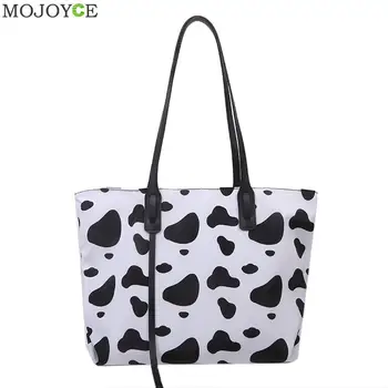 

Casual Women Handbags Cow Pattern Brand Designer Ladies Oxford Cloth Bags Fashionable Shoulder Waist Fanny Pack Women 2020