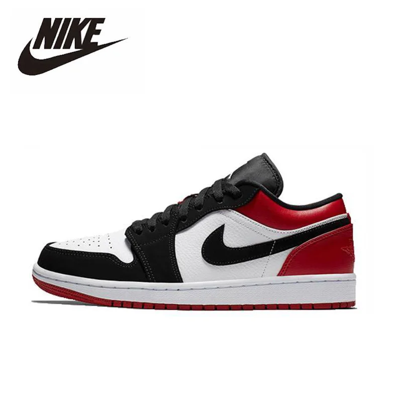 Nike Air Jordan 1 Оригинальная Мужская обувь с низким черным носком удобная Легкая