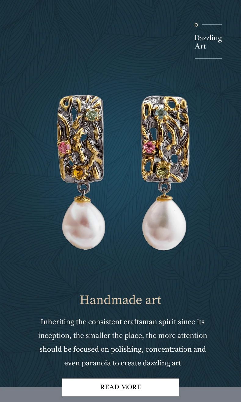 Italian handmade hollow-out inlaid natural baroque shaped pearl earrings and rings for girls