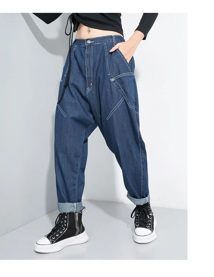 HG Europe Tide Brand Autumn Ripped Jeans for Women Hip Hop Loose Plus Size Harem Pants Fashion Streetwear Pants Women XJ1907