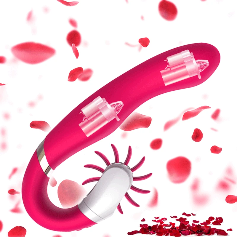 Heating Rotation Tongue Licking Vibrator Vagina Clit Stimulator Magic Wand Dildo Powerful Masturbator Adult Sex Toys for Women