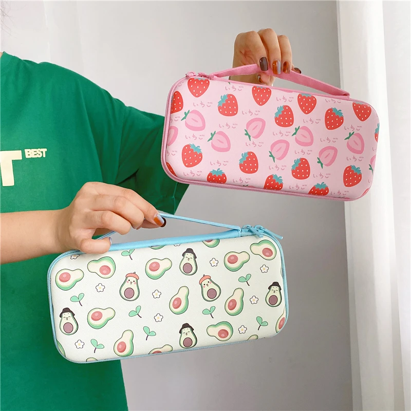 moda frutas viagem bolsa de armazenamento para nintendo switch game console caixa escudo capa bonito dos desenhos animados joncon caso protetor