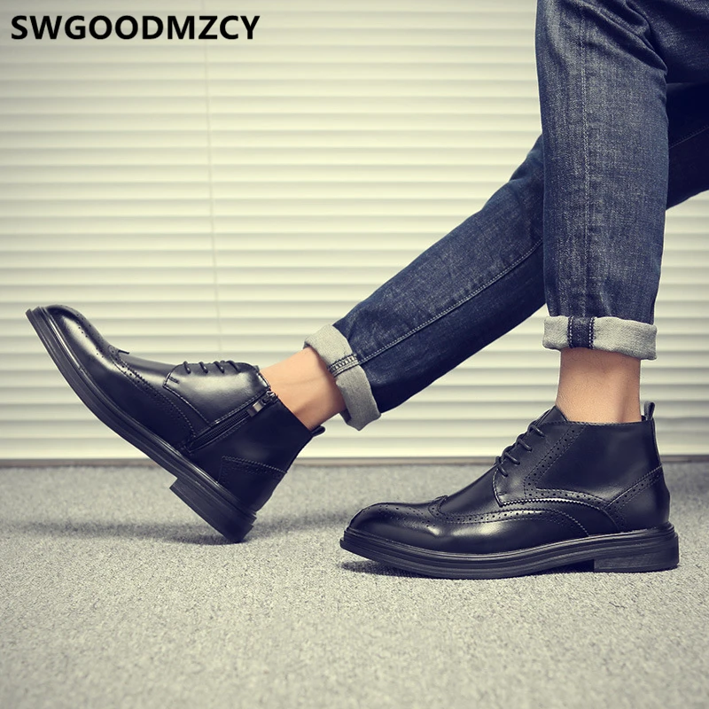 winter boots men corporate shoes leather boots mens dress boots Coiffeur brogue shoes men classic formal dress erkek ayakkabi